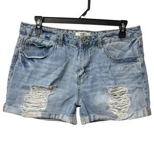 Forever 21 Size US 28 Distressed Light Blue Jean Shorts